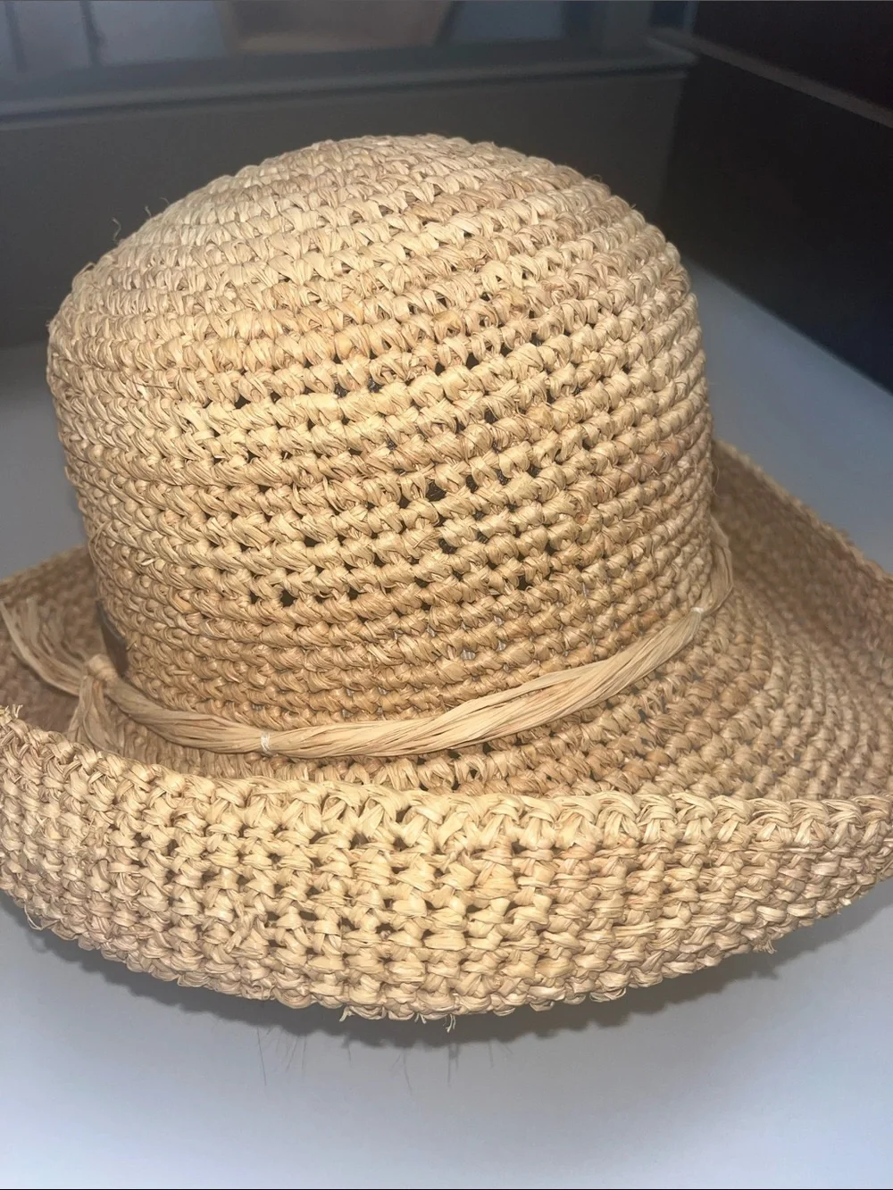 Nine West Beige Woven Straw / Raffia Sun Hat with band